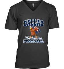 Dallas Thanksgiving Day Funny Turkey Playing Texas Football Premium T Shirt Men's V-Neck Men's V-Neck - FordPhuMy