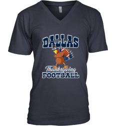 Dallas Thanksgiving Day Funny Turkey Playing Texas Football Premium T Shirt Men's V-Neck