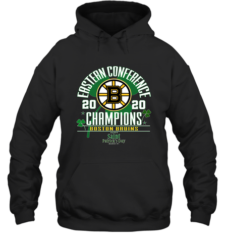 NHL ST PATRICK'S DAY Boston Bruins Fanatics 2020 Eastern Conference Champions Defensive Zone Hooded Sweatshirt Hooded Sweatshirt / Black / S Hooded Sweatshirt - FordPhuMy
