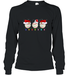Three Baseball Balls Christmas Gift Santa Xmas lights Snow Long Sleeve T-Shirt