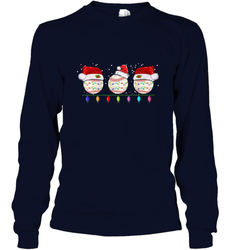 Three Baseball Balls Christmas Gift Santa Xmas lights Snow Long Sleeve T-Shirt