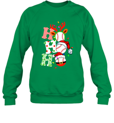 HO HO HO Baseball Santa Hat Christmas Crewneck Sweatshirt Crewneck Sweatshirt - FordPhuMy