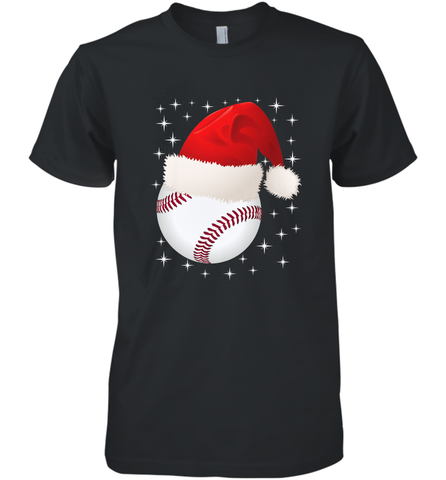 Christmas Stars baseball Ball Santa Hat Funny Sport Xmas Men's Premium T-Shirt Men's Premium T-Shirt / Black / XS Men's Premium T-Shirt - FordPhuMy