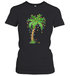 Christmas Lights Palm Tree Beach Funny Tropical Xmas Gift Women's T-Shirt
