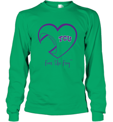 TCU Horned Frogs Football Inside Heart  Team Long Sleeve T-Shirt Long Sleeve T-Shirt - FordPhuMy