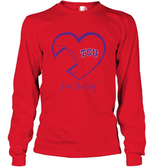 TCU Horned Frogs Football Inside Heart  Team Long Sleeve T-Shirt Long Sleeve T-Shirt - FordPhuMy