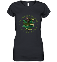 The Green Mamba, Cannabist, Weed Grower Pot Smoker Women's V-Neck T-Shirt Women's V-Neck T-Shirt - FordPhuMy