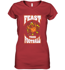 Funny Thanksgiving Turkey Feast Than Football Women's V-Neck T-Shirt Women's V-Neck T-Shirt - FordPhuMy