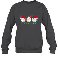 Three Baseball Balls Christmas Gift Santa Xmas lights Snow Crewneck Sweatshirt Crewneck Sweatshirt - FordPhuMy