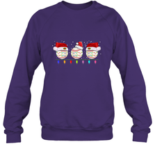 Three Baseball Balls Christmas Gift Santa Xmas lights Snow Crewneck Sweatshirt Crewneck Sweatshirt - FordPhuMy