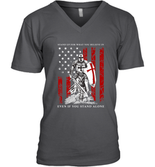 Knight Templar American Flag Men's V-Neck Men's V-Neck - FordPhuMy