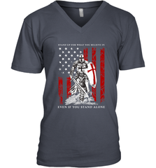 Knight Templar American Flag Men's V-Neck Men's V-Neck - FordPhuMy
