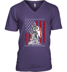 Knight Templar American Flag Men's V-Neck Men's V-Neck - FordPhuMy