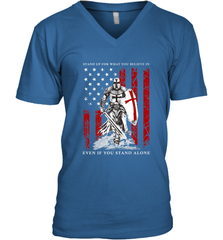 Knight Templar American Flag Men's V-Neck Men's V-Neck - FordPhuMy