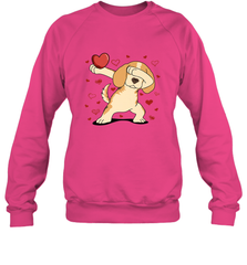 Dog Dabbing Heart For Valentine's Day Art Graphics Gift Crewneck Sweatshirt Crewneck Sweatshirt - FordPhuMy