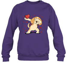 Dog Dabbing Heart For Valentine's Day Art Graphics Gift Crewneck Sweatshirt Crewneck Sweatshirt - FordPhuMy