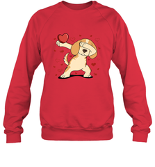 Dog Dabbing Heart For Valentine's Day Art Graphics Gift Crewneck Sweatshirt Crewneck Sweatshirt - FordPhuMy