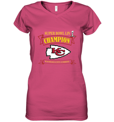 Kansas City Chiefs NFL Pro Line by Fanatics Super Bowl LIV Champions Women's V-Neck T-Shirt Women's V-Neck T-Shirt - FordPhuMy