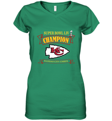Kansas City Chiefs NFL Pro Line by Fanatics Super Bowl LIV Champions Women's V-Neck T-Shirt Women's V-Neck T-Shirt - FordPhuMy