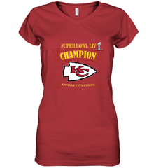 Kansas City Chiefs NFL Pro Line by Fanatics Super Bowl LIV Champions Women's V-Neck T-Shirt Women's V-Neck T-Shirt - FordPhuMy