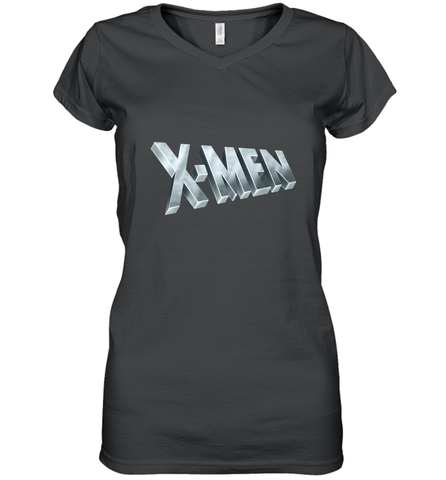 Marvel X Men Logo Retro 90s Animated Series Women's V-Neck T-Shirt Women's V-Neck T-Shirt / Black / S Women's V-Neck T-Shirt - FordPhuMy