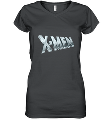 Marvel X Men Logo Retro 90s Animated Series Women's V-Neck T-Shirt Women's V-Neck T-Shirt - FordPhuMy