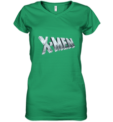Marvel X Men Logo Retro 90s Animated Series Women's V-Neck T-Shirt Women's V-Neck T-Shirt - FordPhuMy