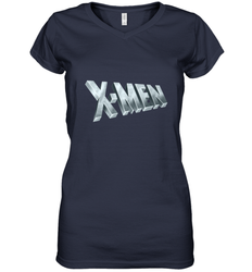 Marvel X Men Logo Retro 90s Animated Series Women's V-Neck T-Shirt