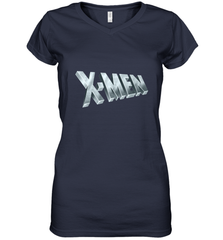 Marvel X Men Logo Retro 90s Animated Series Women's V-Neck T-Shirt Women's V-Neck T-Shirt - FordPhuMy