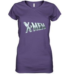 Marvel X Men Logo Retro 90s Animated Series Women's V-Neck T-Shirt Women's V-Neck T-Shirt - FordPhuMy