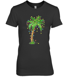 Christmas Lights Palm Tree Beach Funny Tropical Xmas Gift Women's Premium T-Shirt