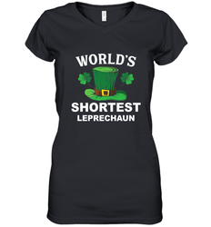 Shortest Leprechaun Funny Family St. Patrick's Day Women's V-Neck T-Shirt