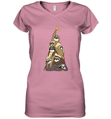 Merry Christmas Merry Slothmas Sloth Christmas Tree Xmas Women's V-Neck T-Shirt Women's V-Neck T-Shirt - FordPhuMy