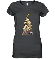 Merry Christmas Merry Slothmas Sloth Christmas Tree Xmas Women's V-Neck T-Shirt Women's V-Neck T-Shirt - FordPhuMy