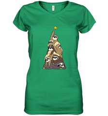 Merry Christmas Merry Slothmas Sloth Christmas Tree Xmas Women's V-Neck T-Shirt Women's V-Neck T-Shirt - FordPhuMy