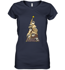 Merry Christmas Merry Slothmas Sloth Christmas Tree Xmas Women's V-Neck T-Shirt Women's V-Neck T-Shirt - FordPhuMy