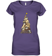 Merry Christmas Merry Slothmas Sloth Christmas Tree Xmas Women's V-Neck T-Shirt Women's V-Neck T-Shirt - FordPhuMy