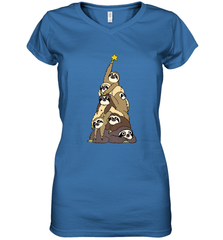 Merry Christmas Merry Slothmas Sloth Christmas Tree Xmas Women's V-Neck T-Shirt Women's V-Neck T-Shirt - FordPhuMy