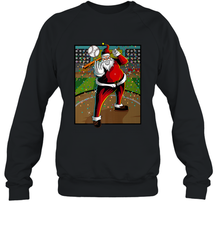 Baseball Santa Ugly Christmas Sports Graphic Print Design Crewneck Sweatshirt Crewneck Sweatshirt / Black / S Crewneck Sweatshirt - FordPhuMy