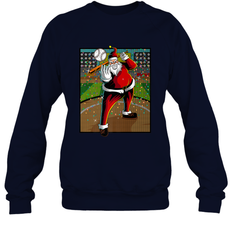 Baseball Santa Ugly Christmas Sports Graphic Print Design Crewneck Sweatshirt