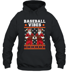 Baseball Vibes Christmas Baseball Player Santa Gift Holiday Hooded Sweatshirt