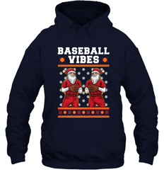 Baseball Vibes Christmas Baseball Player Santa Gift Holiday Hooded Sweatshirt
