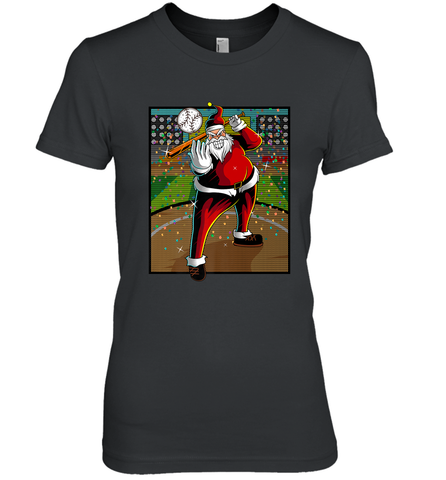 Baseball Santa Ugly Christmas Sports Graphic Print Design Women's Premium T-Shirt Women's Premium T-Shirt / Black / XS Women's Premium T-Shirt - FordPhuMy