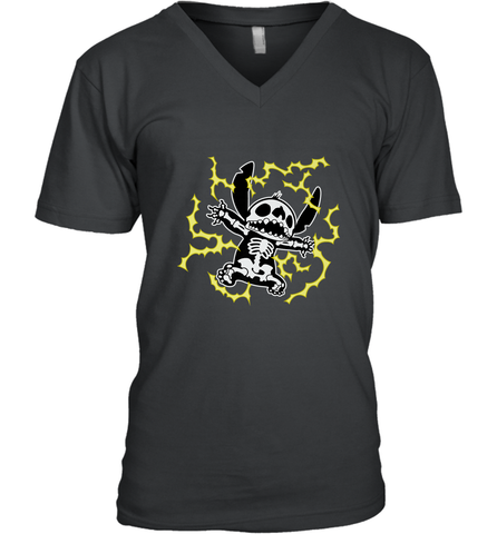 Disney Stitch Skeleton Halloween Men's V-Neck Men's V-Neck / Black / S Men's V-Neck - FordPhuMy
