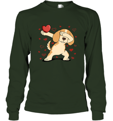 Dog Dabbing Heart For Valentine's Day Art Graphics Gift Long Sleeve T-Shirt Long Sleeve T-Shirt - FordPhuMy