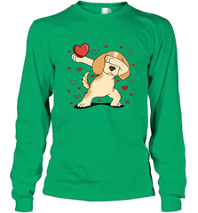 Dog Dabbing Heart For Valentine's Day Art Graphics Gift Long Sleeve T-Shirt Long Sleeve T-Shirt - FordPhuMy