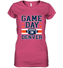 NFL Denver Co Game Day Football Home Team Colors Women's V-Neck T-Shirt Women's V-Neck T-Shirt - FordPhuMy