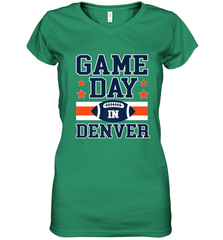 NFL Denver Co Game Day Football Home Team Colors Women's V-Neck T-Shirt Women's V-Neck T-Shirt - FordPhuMy