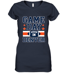 NFL Denver Co Game Day Football Home Team Colors Women's V-Neck T-Shirt Women's V-Neck T-Shirt - FordPhuMy