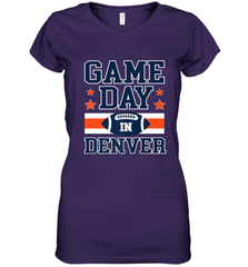 NFL Denver Co Game Day Football Home Team Colors Women's V-Neck T-Shirt Women's V-Neck T-Shirt - FordPhuMy